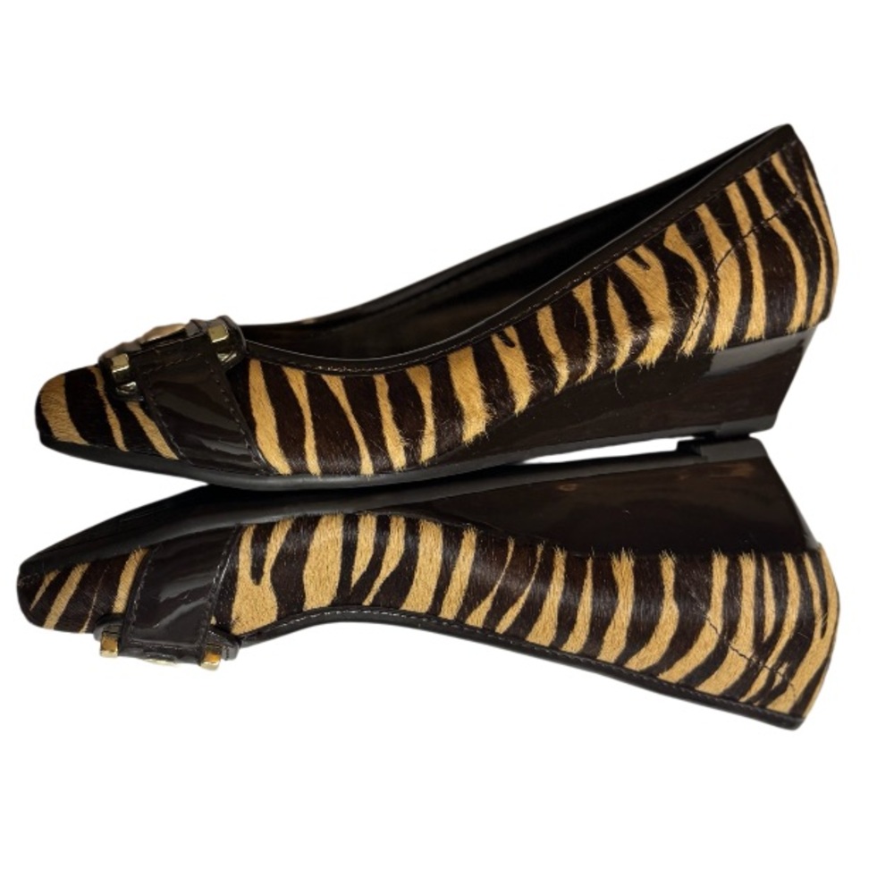ANTONIO MELANI Brown & Tan Zebra-Print Horse Hair Ballet Flat w/Buckle Size 6 - Picture 7 of 11